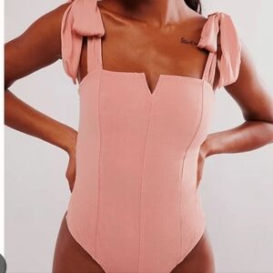 Free People intimately coral LOLA bodysuit